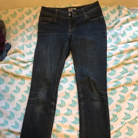 Dark Blue Straight Leg Jeans - Picture 1 of 3